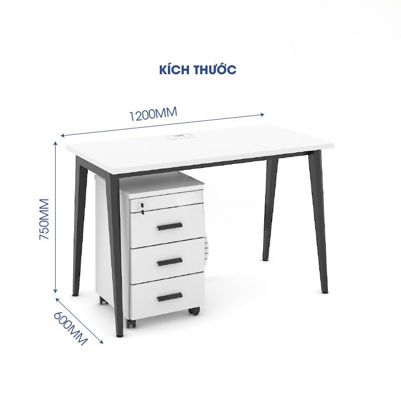 Bàn Làm Việc Chân Sắt Yếm Lửng - BLV75 4