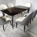 Bàn Ăn Gia Đình Mặt Đá Cẩm Thạch Đen Vân 2