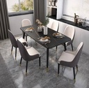 [BA5] Bàn Ăn Mặt Đá Phiến Màu Đen - BA5