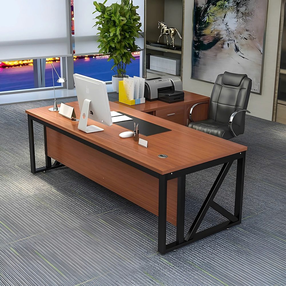 Bàn Giám Đốc Chân Sắt Góc L - BGĐ82 4