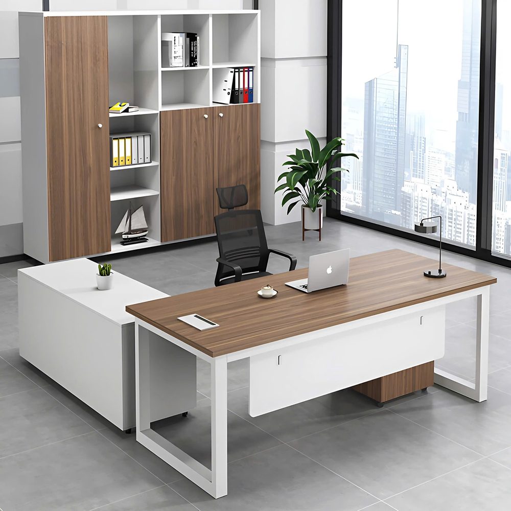 [BGĐ87] Bàn Giám Đốc Chân Sắt Chữ U Góc L - BGĐ87