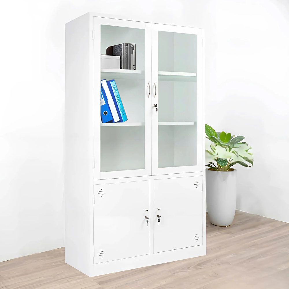 Tủ Locker Sắt 2 Cánh Kính Màu Trắng - TLK45 1