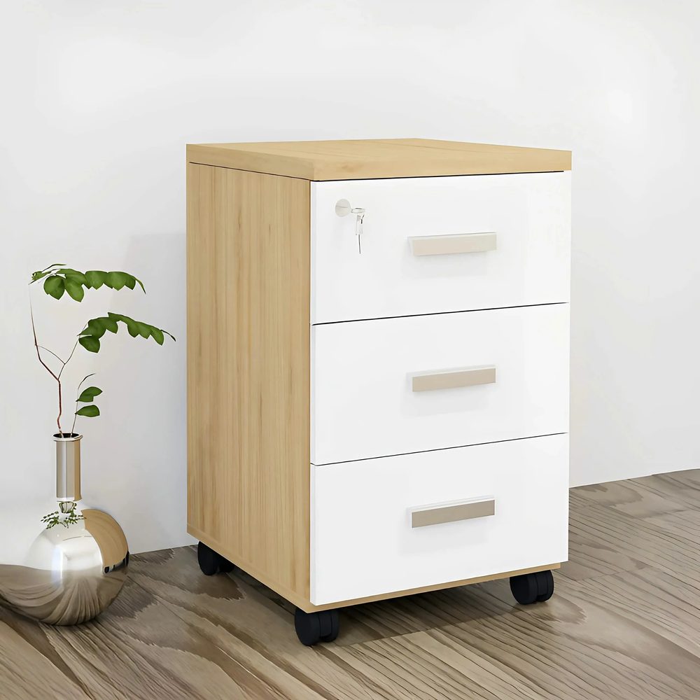 [TP24] Hộc Tủ Phụ 3 Ngăn Màu Trắng Pha Vàng Gỗ - TP24