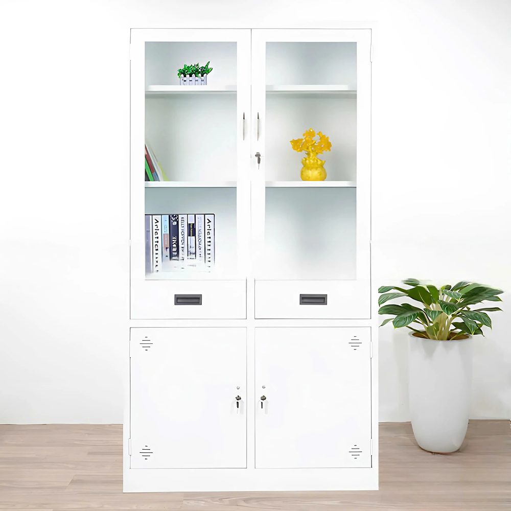 Tủ Locker Sắt 2 Cánh Kính Màu Trắng - TLK43 2