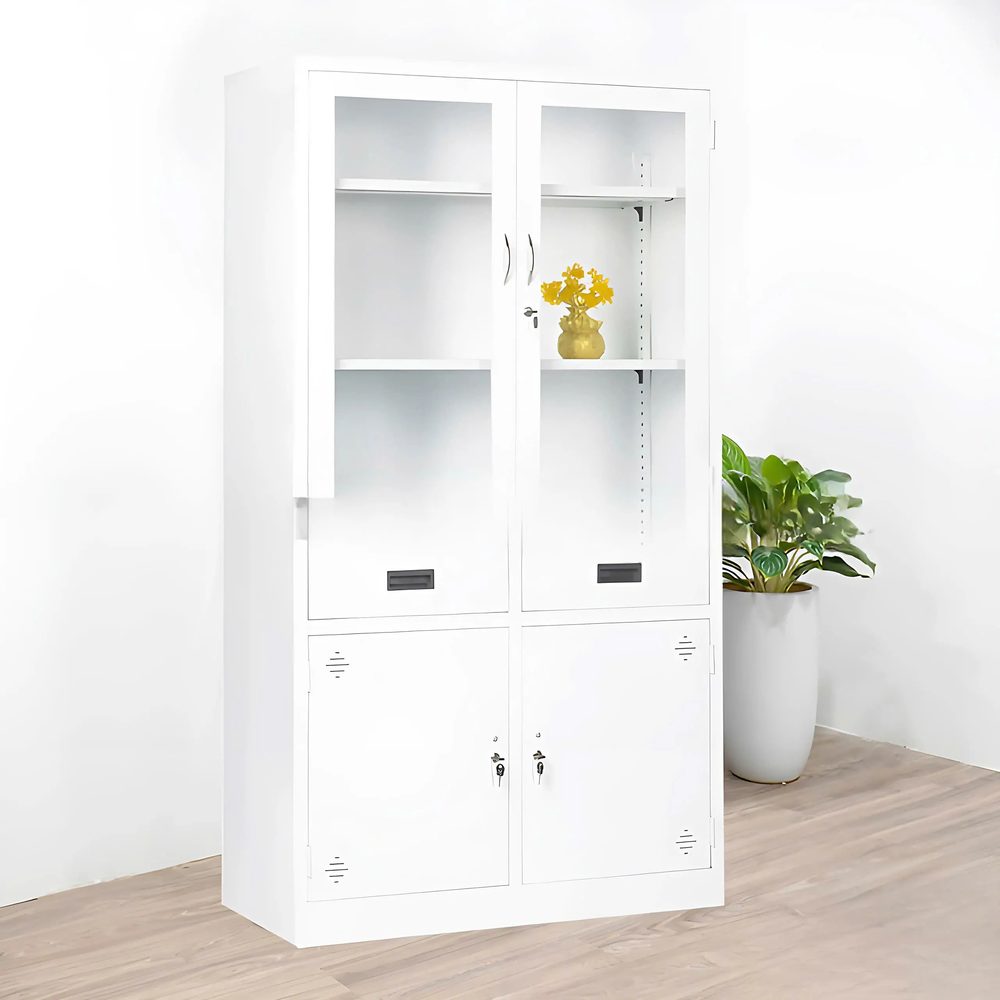 [TLK43] Tủ Locker Sắt 2 Cánh Kính Màu Trắng - TLK43