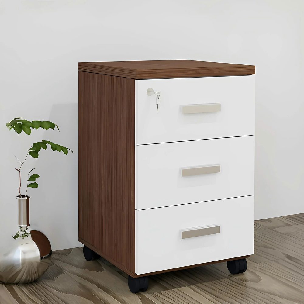 Hộc Tủ Di Động 3 Ngăn Màu Trắng Pha Nâu - TP23 1