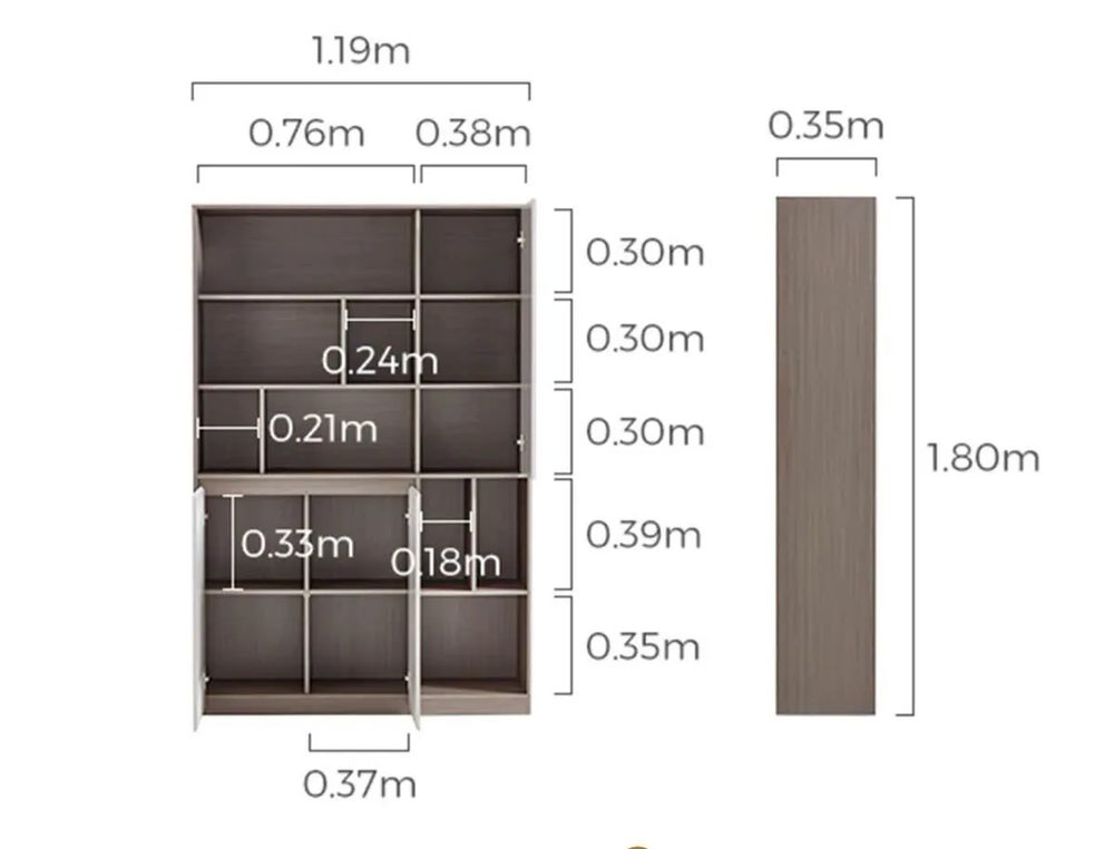 Tủ Tài Liệu Gỗ Có Cánh Kết Hợp Kệ Trang Trí - THS282 4