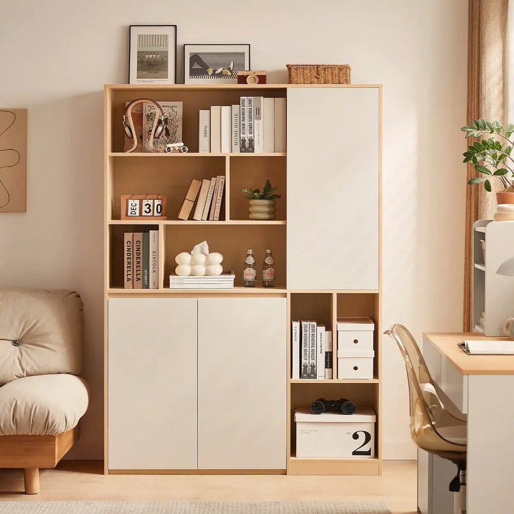 [THS282] Tủ Tài Liệu Gỗ Có Cánh Kết Hợp Kệ Trang Trí - THS282