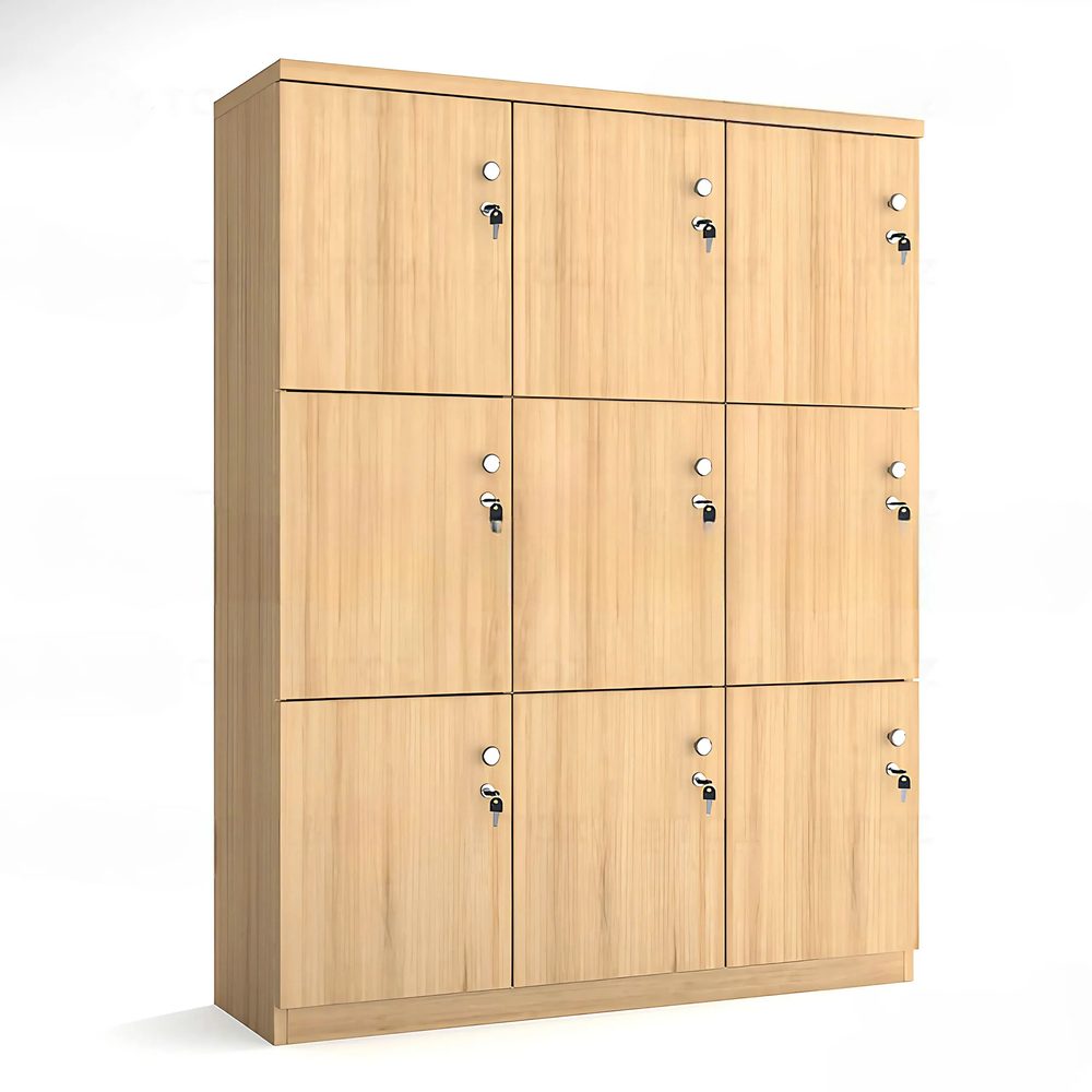 [TLK67] Tủ Locker Gỗ 9 Ngăn Màu Vàng- TLK67