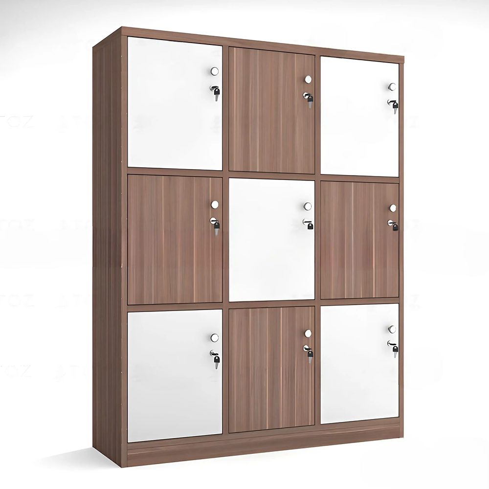 Tủ Locker 9 Ngăn Màu Caro Nâu Trắng - TLK66 1