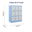 Tủ Locker Sắt 9 Ngăn Màu Xanh - TLK62 2