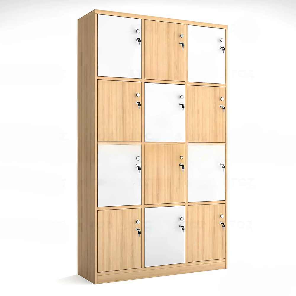 [TLK72] Tủ Locker 12 Ngăn Caro Trắng Vàng - TLK72