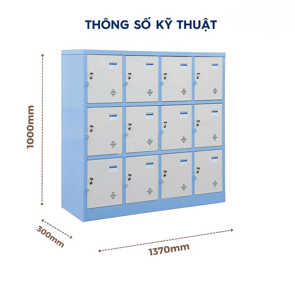 Tủ Locker 12 Ngăn Màu Xanh - TLK63 1