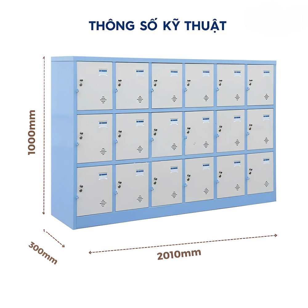 Tủ Locker Sắt 18 Ô Màu Xanh - TLK64 2