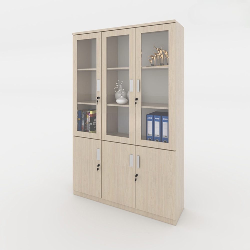 Tủ Văn Phòng 3 Cánh Vân Gỗ - THS141 1