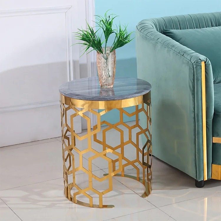 Bàn Trà Sofa Mặt Kính Chân Vàng - BT11 2