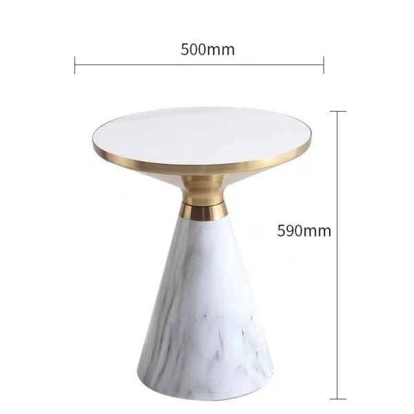 Bàn Trà Sofa Tròn Mặt Đá Chân Mạ Vàng - BT13 1