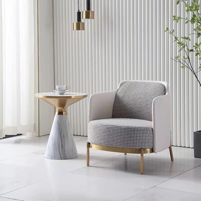 Bàn Trà Sofa Tròn Mặt Đá Chân Mạ Vàng - BT13 4