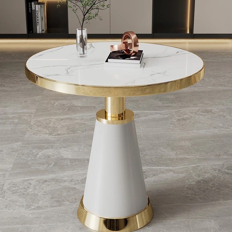 [BT13] Bàn Trà Sofa Tròn Mặt Đá Chân Mạ Vàng - BT13
