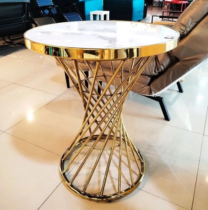 Bàn Trà Sofa Tròn Chân Xoắn Vàng - BT17 4
