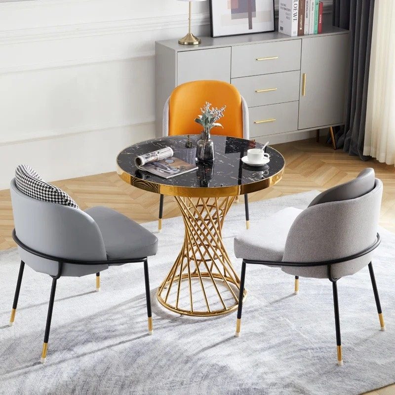 Bàn Trà Sofa Tròn Chân Xoắn Vàng - BT17 5