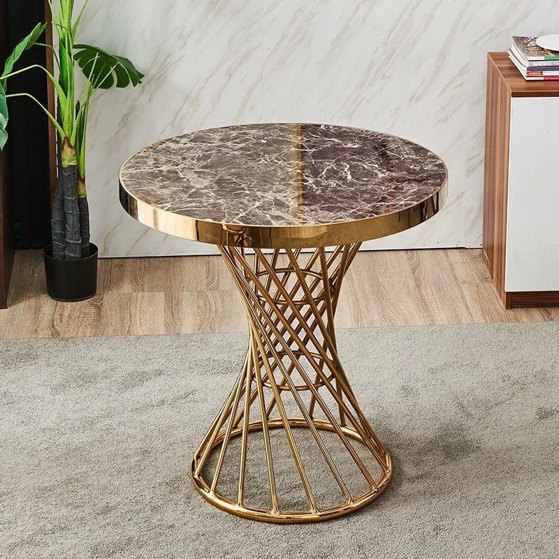 [BT17] Bàn Trà Sofa Tròn Chân Xoắn Vàng - BT17