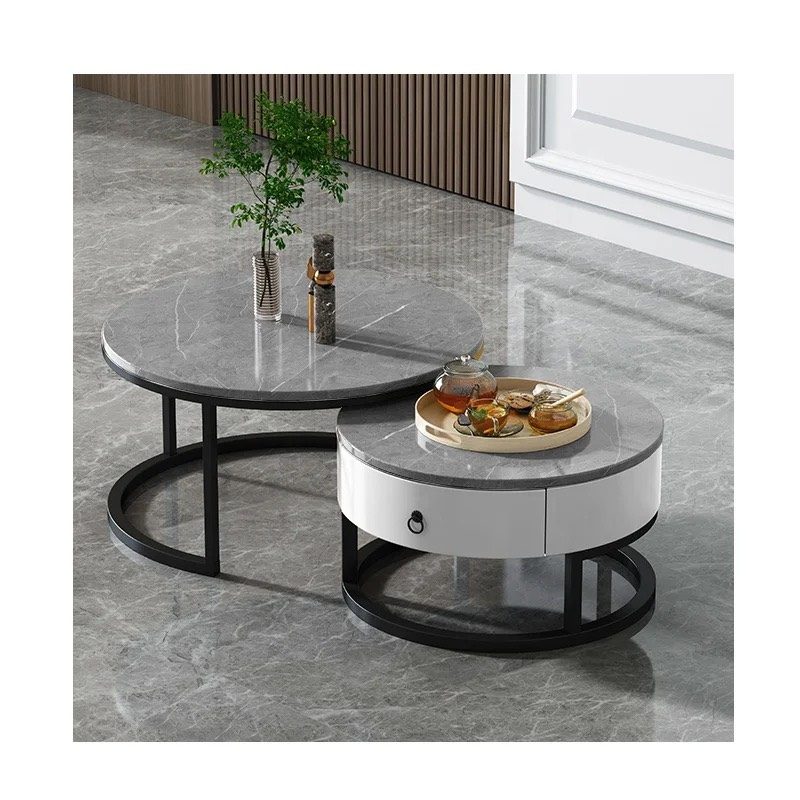 Bàn Trà Đôi Mặt Đá Chân Sắt Sơn Tĩnh Điện - BT19 2