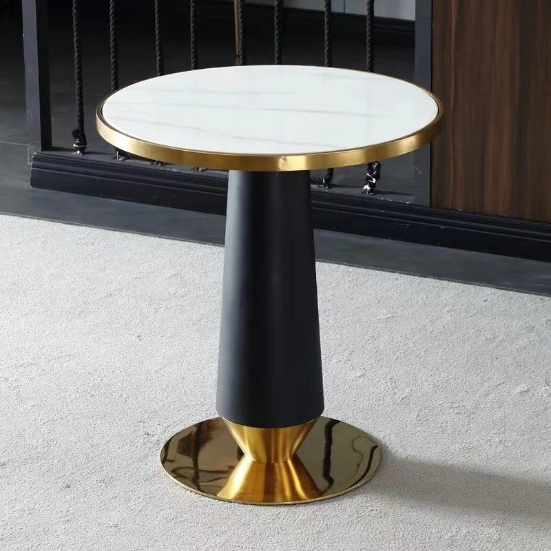 [BT20] Bàn Trà Sofa Tròn Mặt Đá Chân Mạ Vàng - BT20