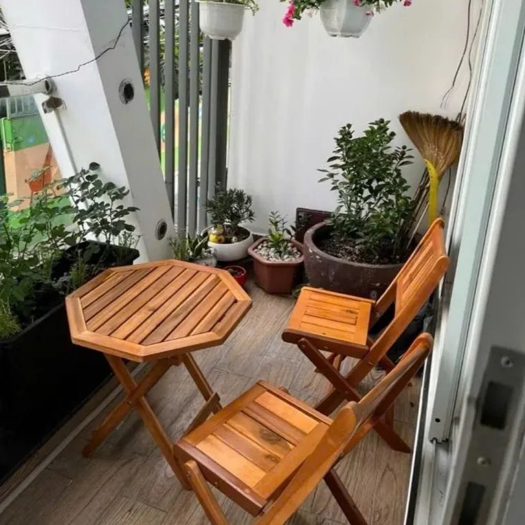 Bộ Bàn Ghế Tiếp Khách 4 Ghế Bàn Tròn Gấp Gọn - BGCF3 1