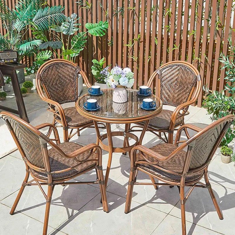 Bàn Sân Vườn Tròn Mặt Kính Có Lưới - SV20 2