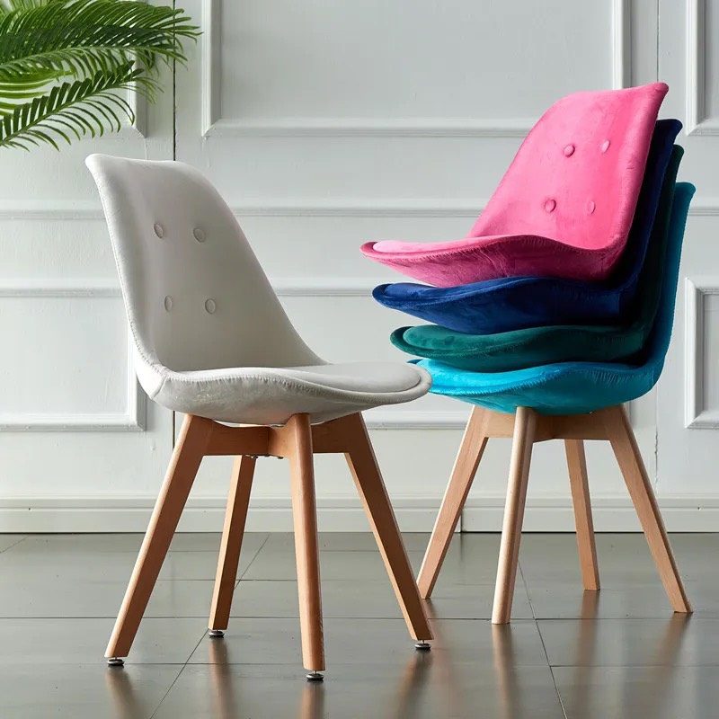 Ghế Cà Phê Eames Bọc Vải Chân Gỗ Sồi - CF48 1