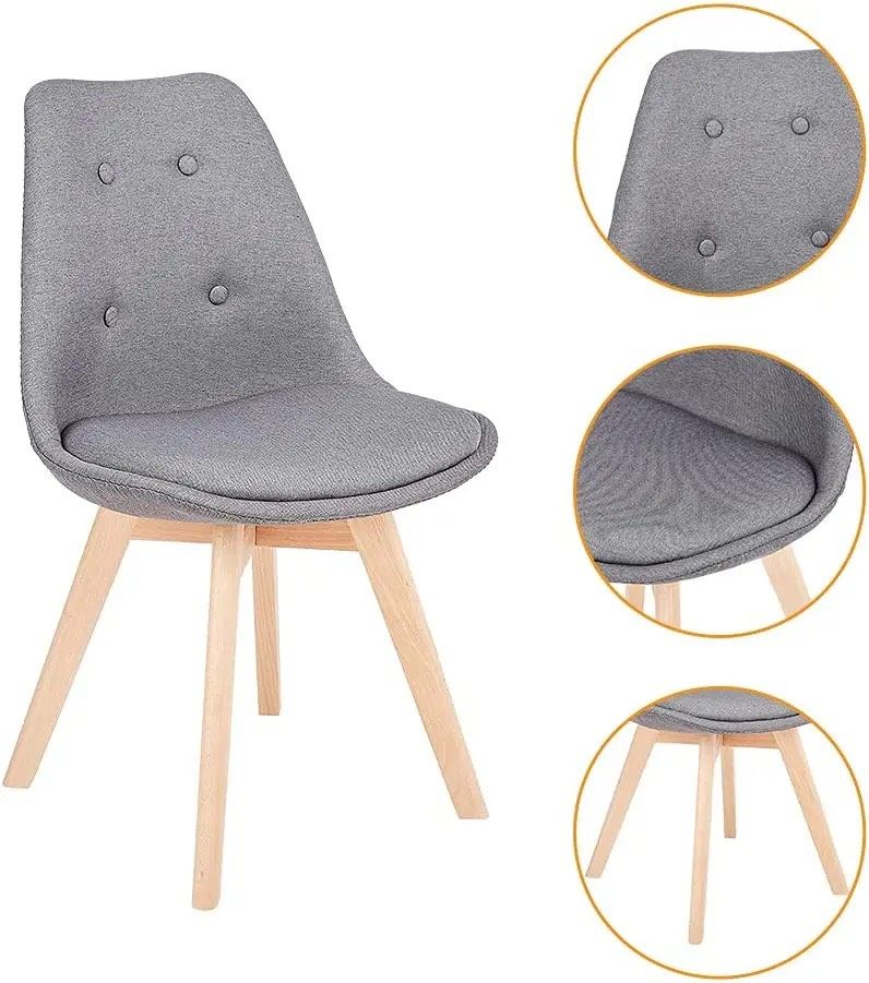 Ghế Cà Phê Eames Bọc Vải Chân Gỗ Sồi - CF48 3