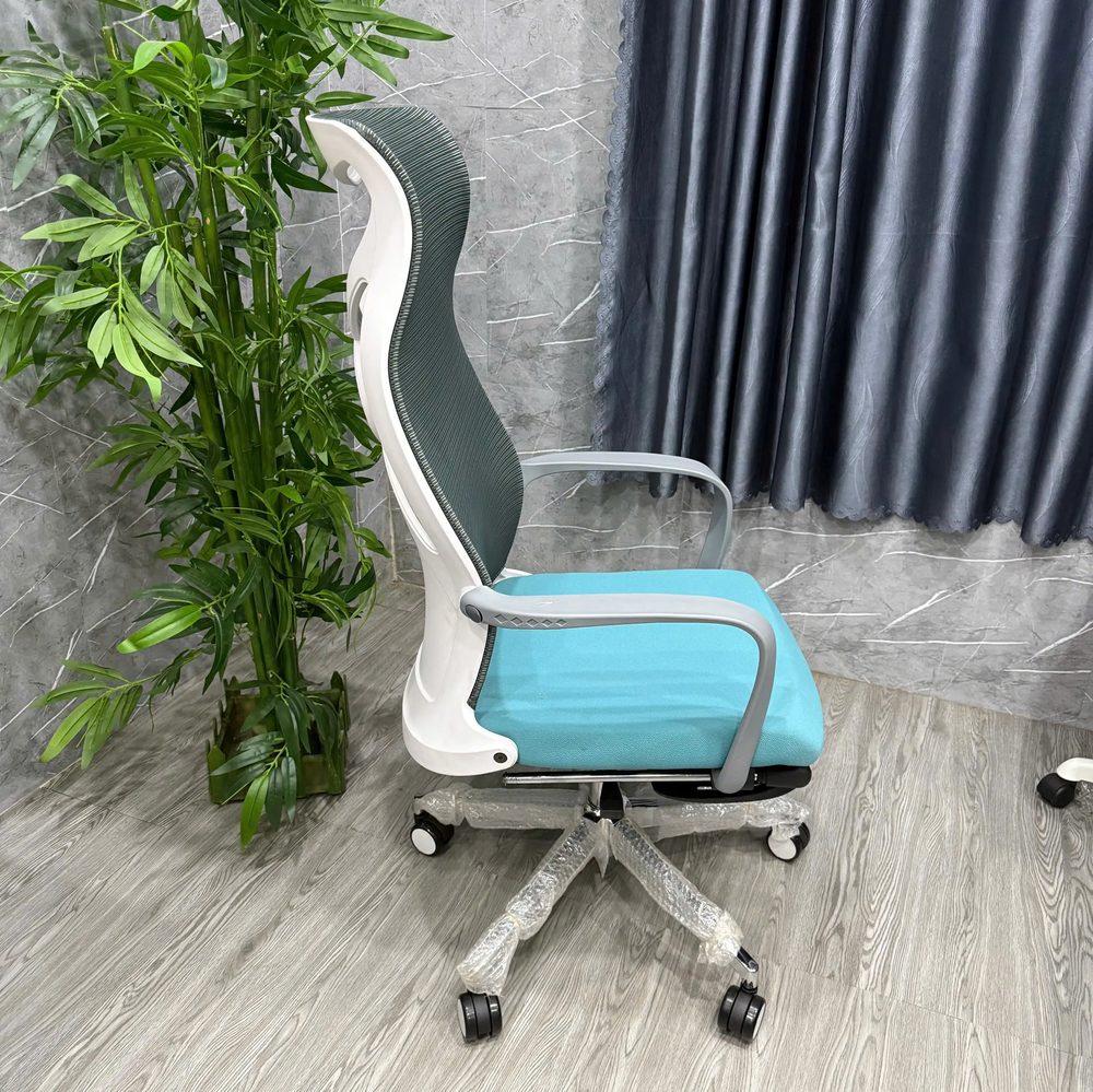 Ghế Xoay Văn Phòng Lưng Lưới Xanh Có Kê Chân Thư Giãn – GX78 5