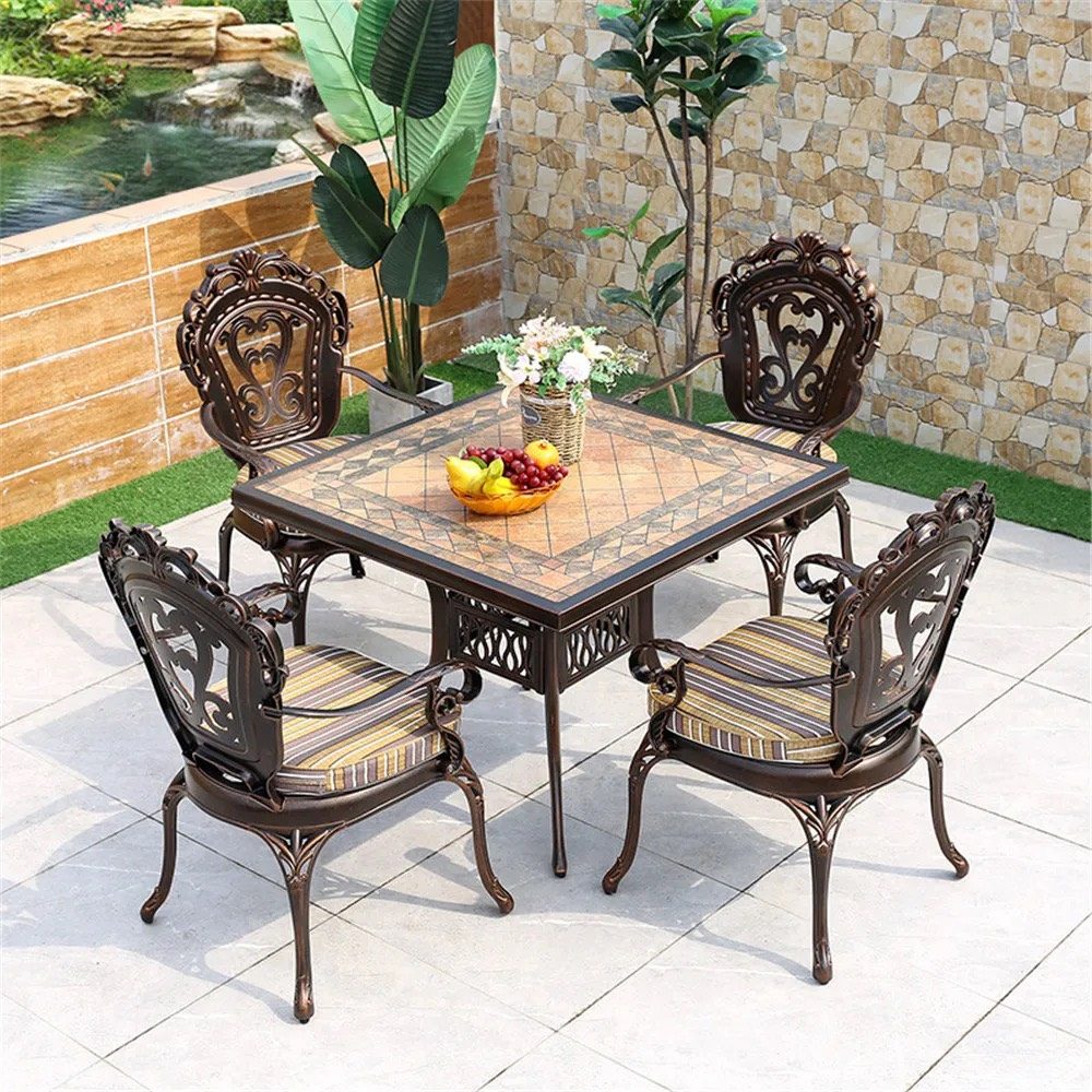 Bàn Sân Vườn Ngoài Trời Mặt Gốm Nhôm - SV51 4