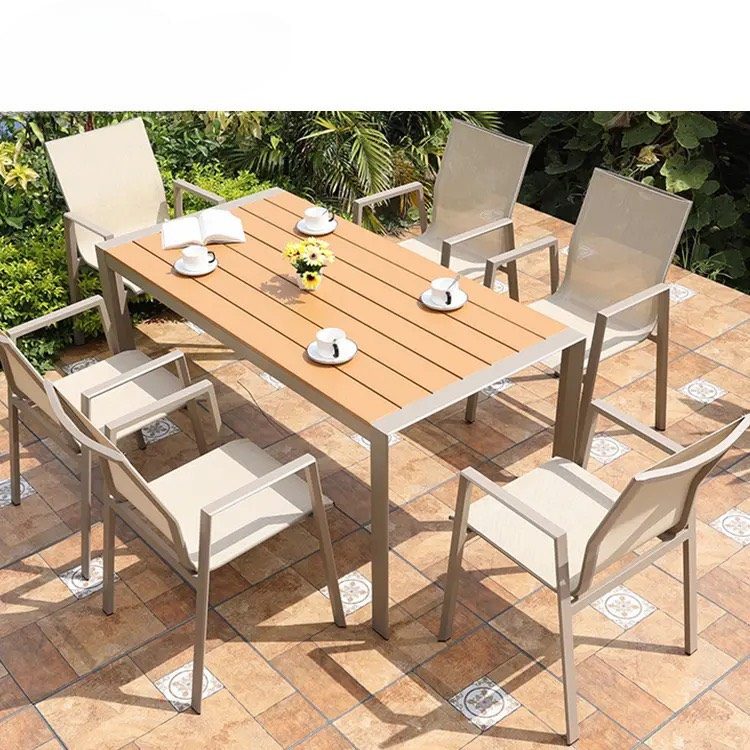 [SV58] Bộ Bàn Ghế Sân Vườn 6 Người Gỗ Polywood - SV58