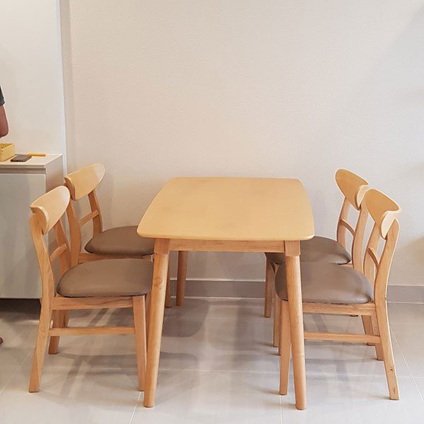 [BGA2] Bộ Bàn Ăn Mango 4 Ghế Màu Gỗ Tự Nhiên - BGA2