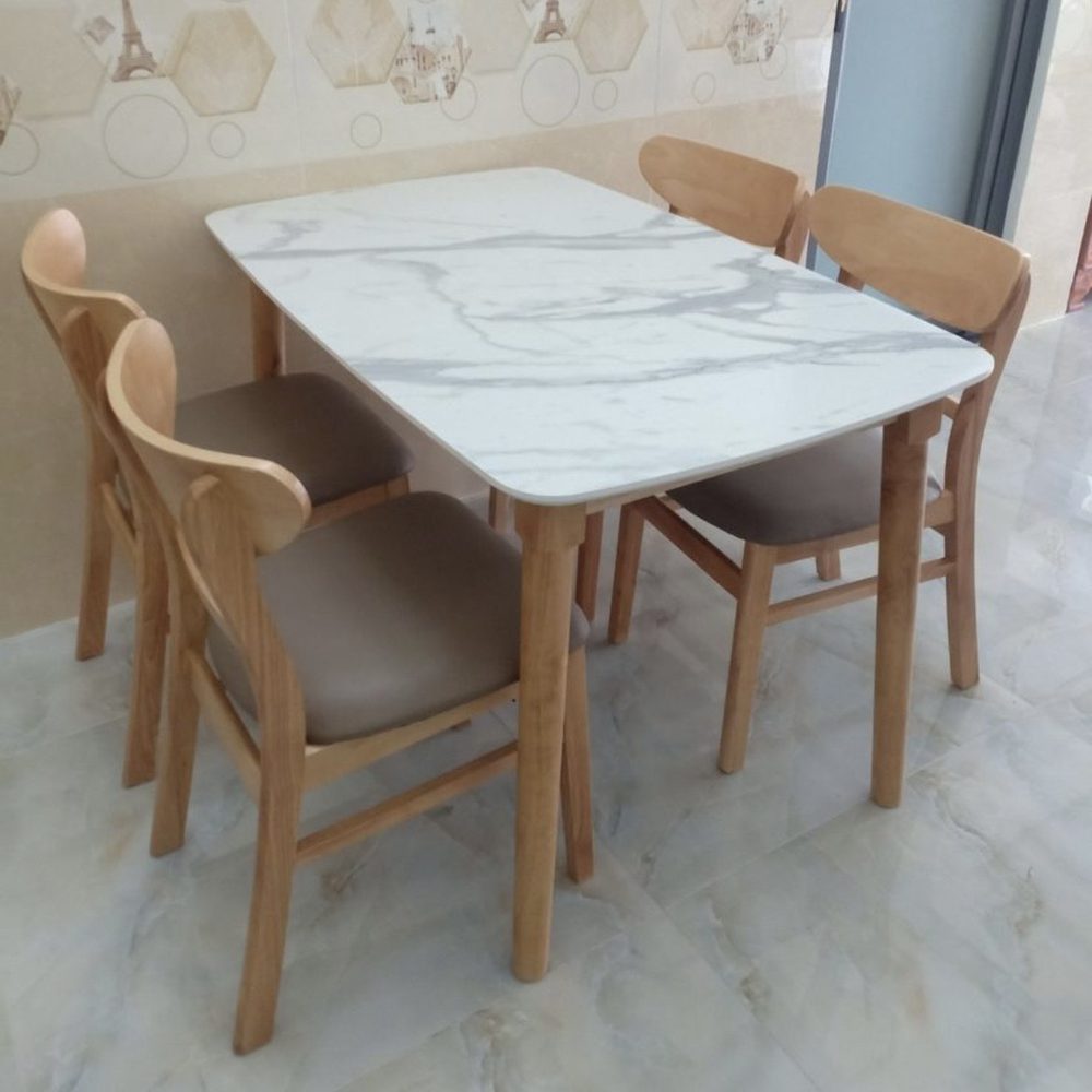 Bộ Bàn Ăn Gia Đình 4 Ghế Màu Gỗ Tự Nhiên - BGA4 1