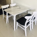 Bộ Bàn Ăn Gia Đình 4 Ghế Màu Trắng Giả Đá - BGA7 4