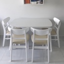 Bộ Bàn Ăn Gia Đình 4 Ghế Màu Trắng Giả Đá - BGA7 5