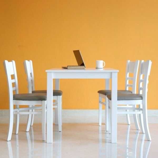 Bộ Bàn Ăn CaBin 4 Ghế Màu Trắng - BGA8 1