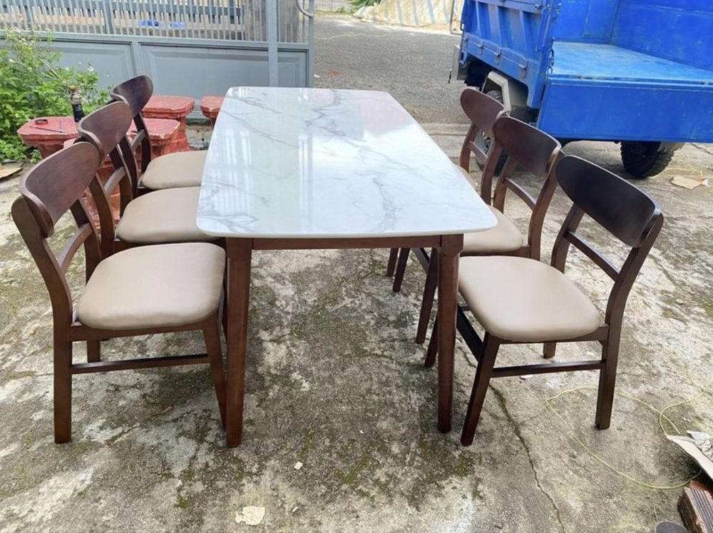 Bộ Bàn Ăn Gia Đình Giả Đá 6 Ghế Gỗ - BGA9 3