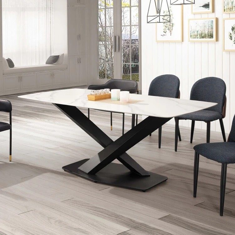 Bàn Ăn Gia Đình Cẩm Thạch Chân Chữ X - BA11 1