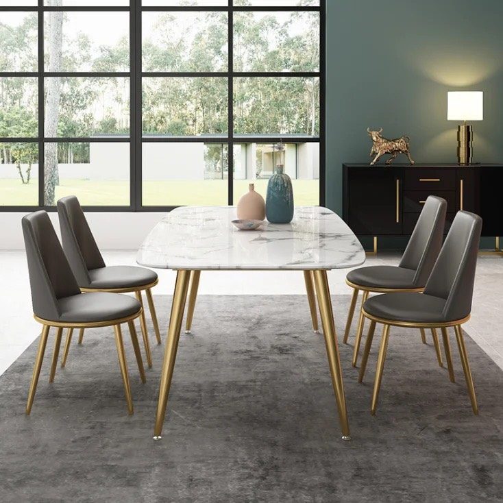 Bàn Ăn Mặt Đá Phiến Ceramic Mạ Vàng - BA16 2