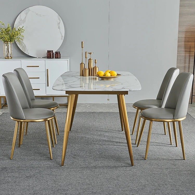 Bàn Ăn Mặt Đá Phiến Ceramic Mạ Vàng - BA16 5