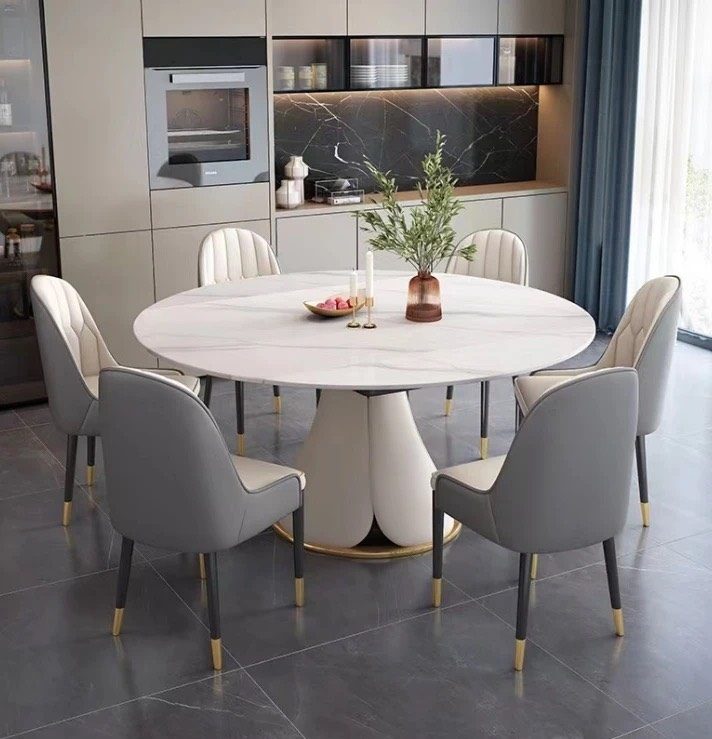 Bàn Ăn Tròn Xoay Hiện Đại Mặt Đá Phiến - BA17 3