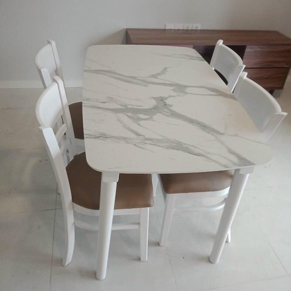 Bộ Bàn Ăn CaBin 4 Ghế Giả Đá Trắng - BGA12 4