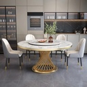 Bộ Bàn Ăn 6 Ghế Chân Xoáy Mạ Vàng - BGA24 1
