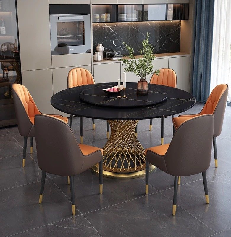 Bộ Bàn Ăn 6 Ghế Chân Xoáy Mạ Vàng - BGA24 2