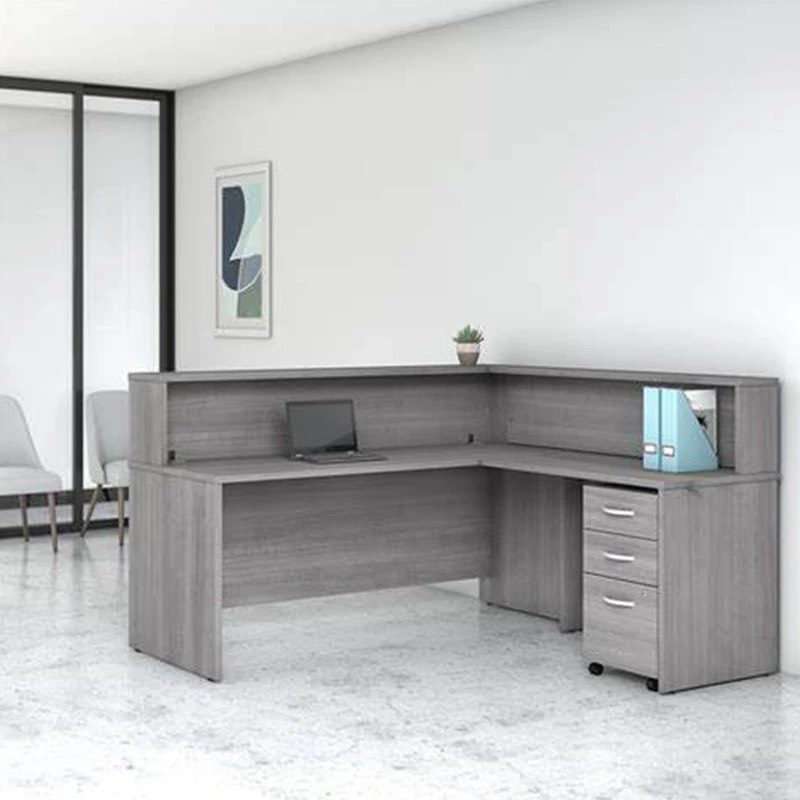 [(2608] Quầy Lễ Tân Gỗ MDF Góc L - LT9