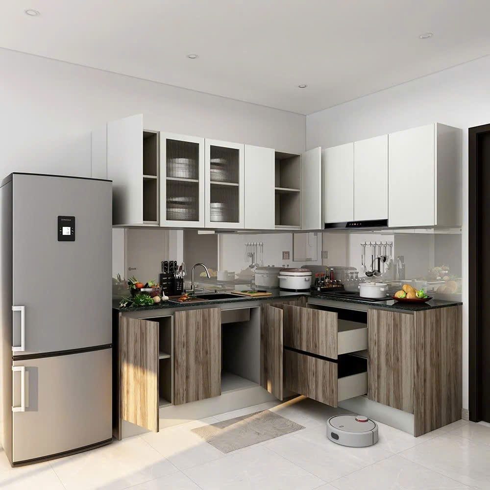 Tủ Bếp Chữ L Vân Sọc Thời Thượng - TB36 2